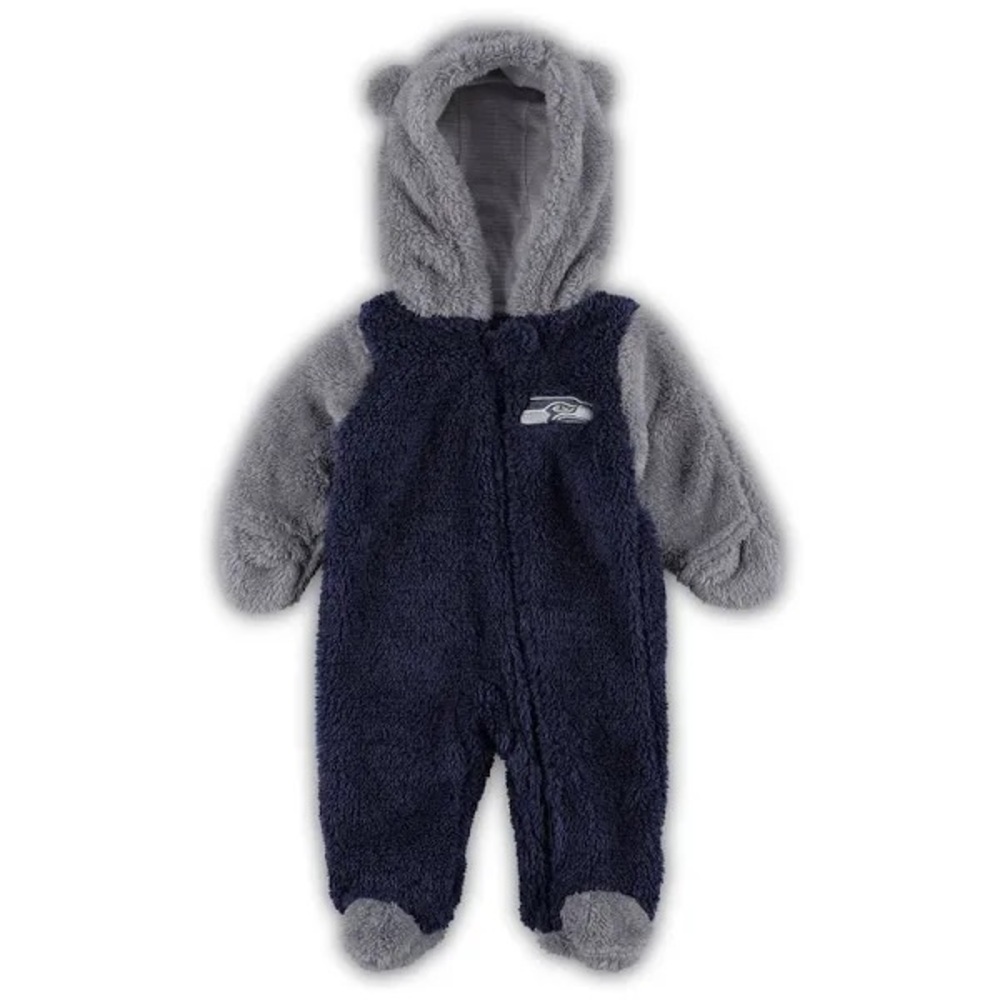 Infant Seattle Seahawks College Game Nap Teddy Fleece Bunting Sleeper